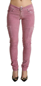 Acht Pink Cotton Low Waist Skinny Denim Cargo Jeans -   -  Acht.